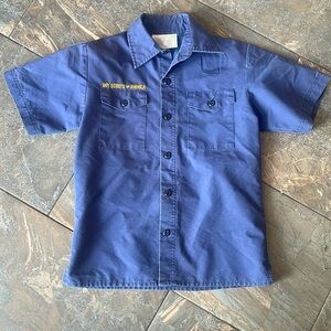 Blue Boy Scouts of America button up T-shirt, size YM
